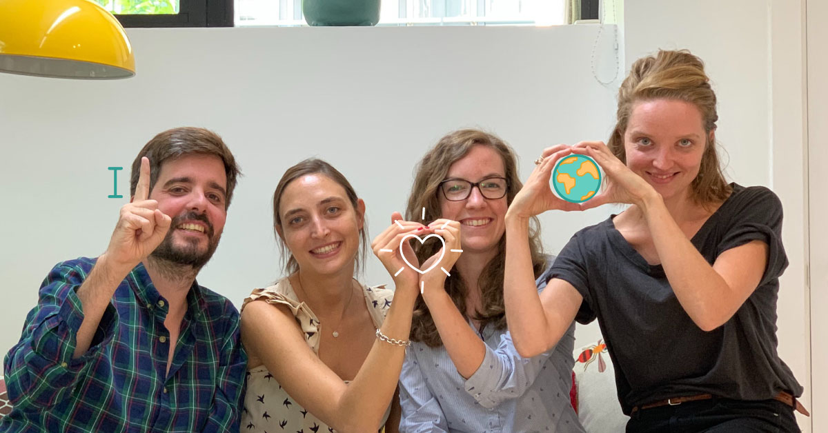 Four people from the CrowdFarming team: Gabriel Úrculo, Juliette Simonin, Magdalena Werner and Stephanie Stein