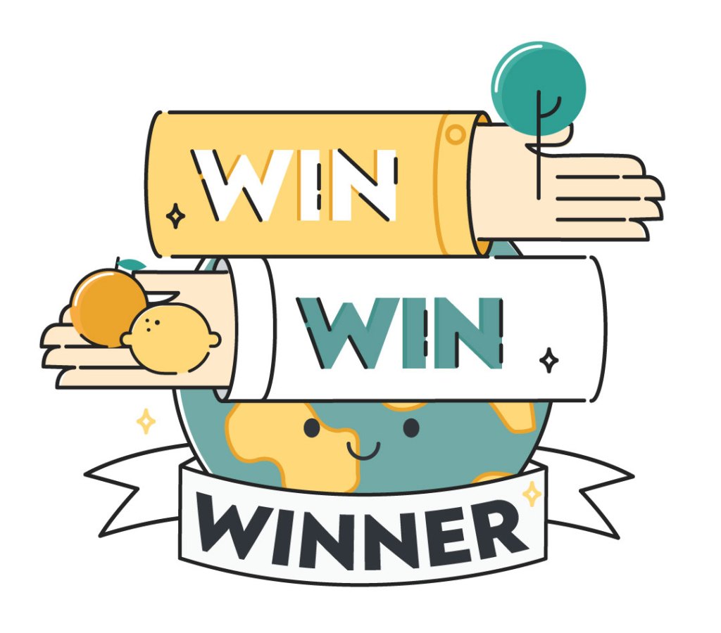 Illustration of CrowdFarming's Win-Win-Winner concept